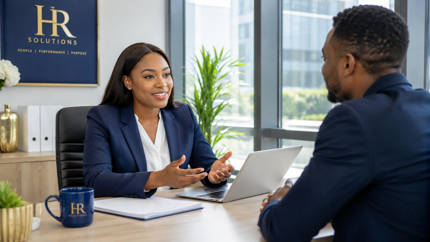 Gunura HR consultant discussing organisational needs with a client.